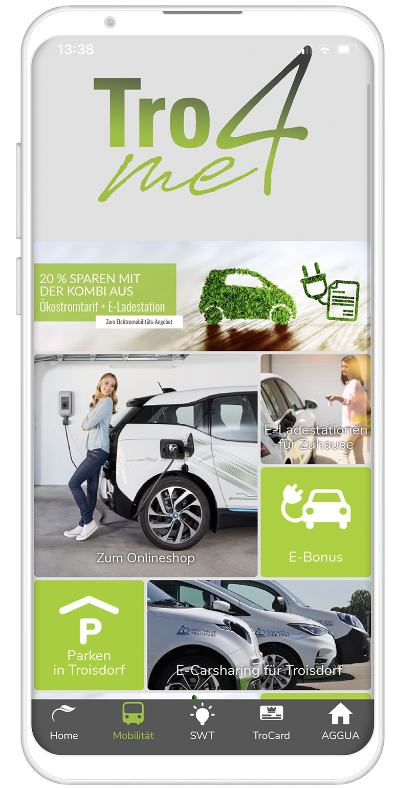 Mockup-E-Mobilität Tro4me App