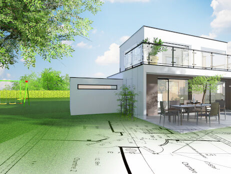 Hausanschluss Ein animiertes Haus mit Umgebung