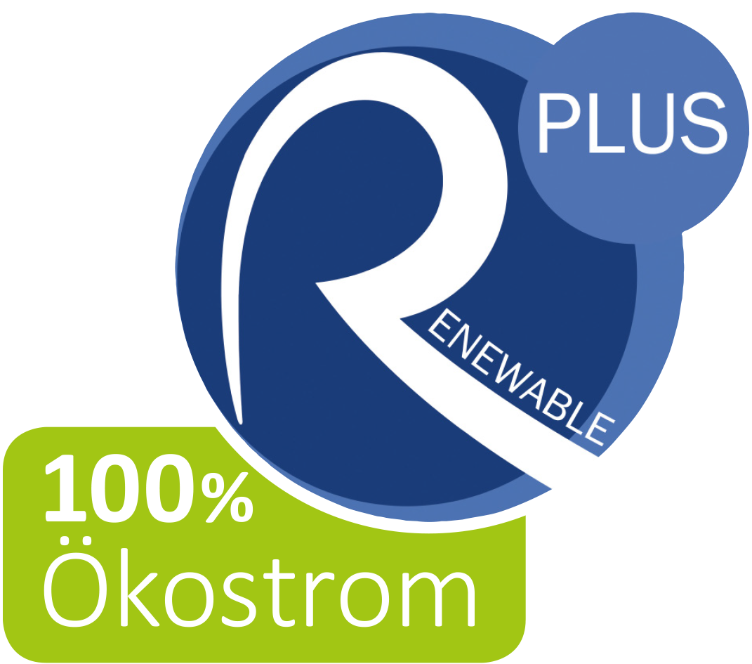Naturstromsiegel RenewablePlus mit 100% Ökostrom