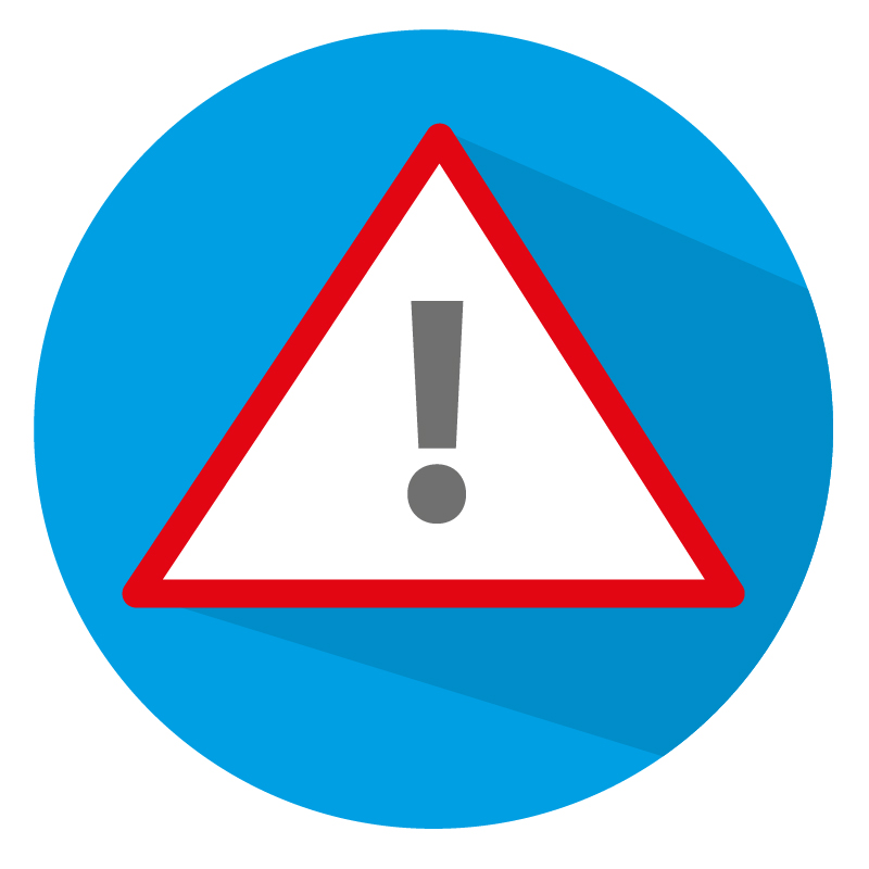 Ausrufezeischen-Schild Icon auf blauem Hintergrund