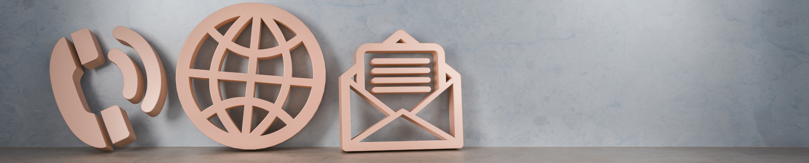 Telefon, Internet und Brief im kreativen Design