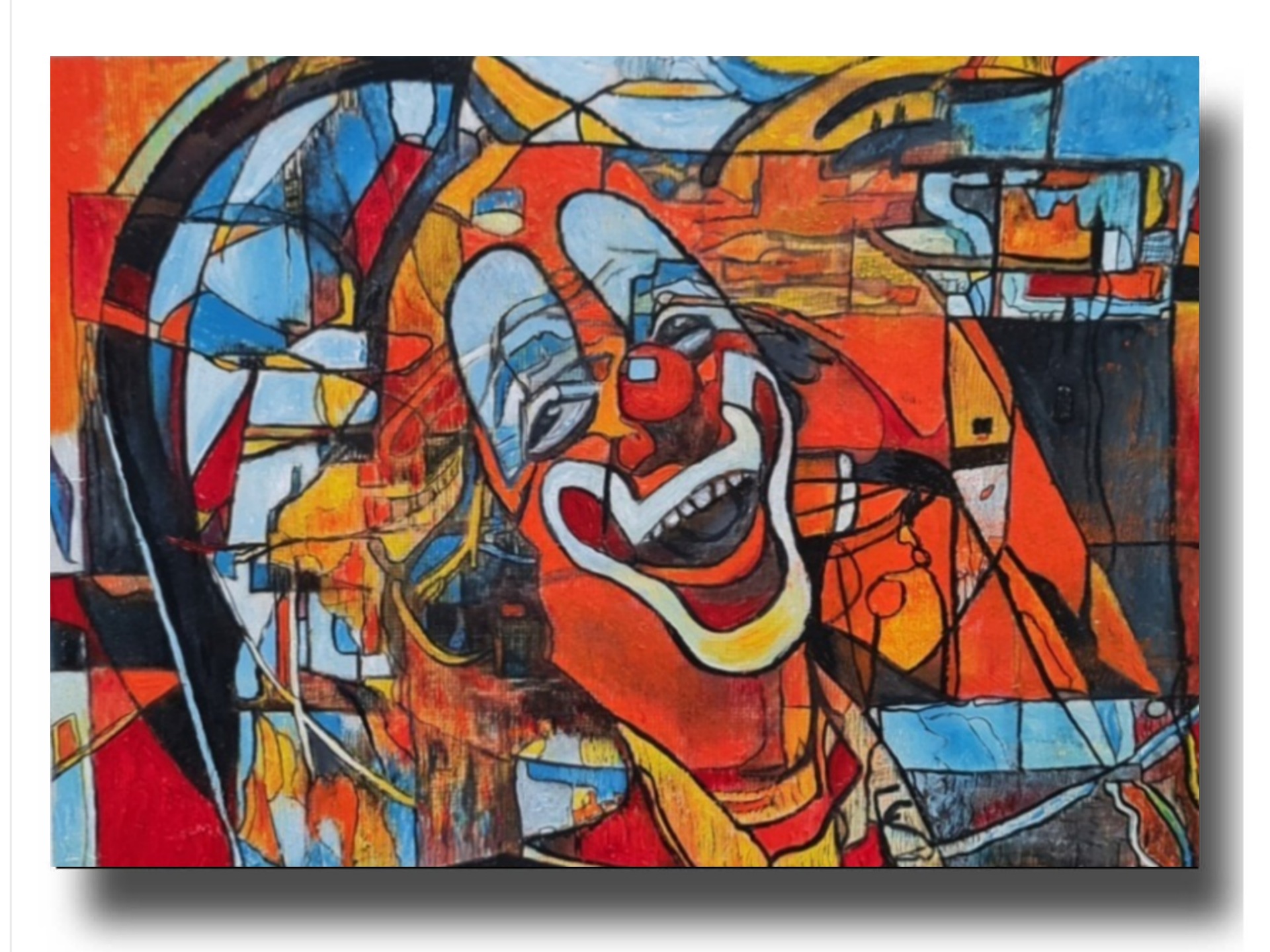 ein Gemälde mit einem Clown